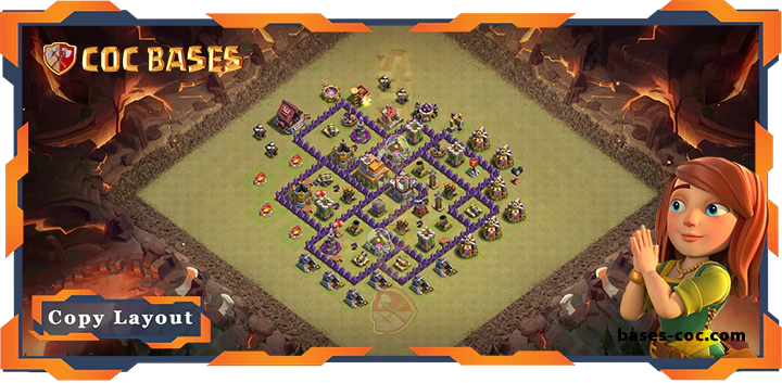 Top Base TH7 with Link, War/CWL, Hybrid Layout – Clash of Clans (333)