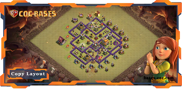 Top Base TH7 with Link, War/CWL, Hybrid, Anti 2 Star Layout – Clash of Clans (331)
