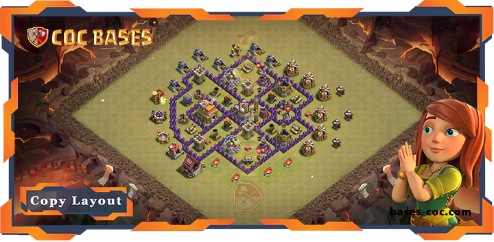 Top Base TH7 with Link, War/CWL, Hybrid, Anti 2 Star Layout – Clash of Clans (346)