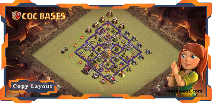 Top Base TH7 with Link, War/CWL, Anti 2 Star, Anti Everything Layout – Clash of Clans (340)