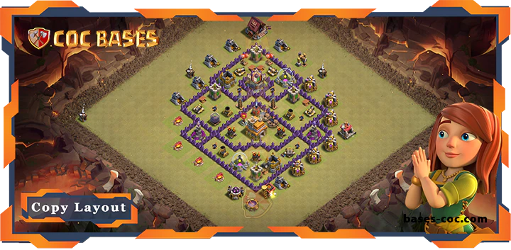 Top Base TH7 with Link, War/CWL, Hybrid, Anti 2 Star Layout – Clash of Clans (327)