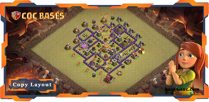 Top Base TH7 with Link, War/CWL, Hybrid Layout – Clash of Clans (324)
