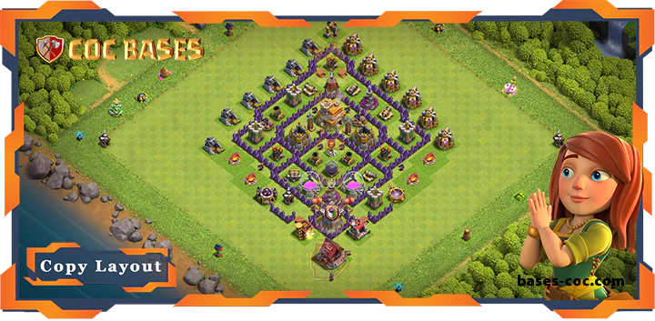 Top Base TH7 with Link, Anti 3 Star, Hybrid Layout – Clash of Clans (315)