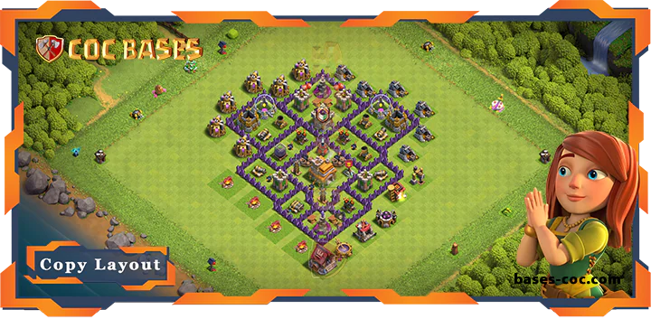 Top Base TH7 with Link, Anti 2 Star Layout – Clash of Clans (325)