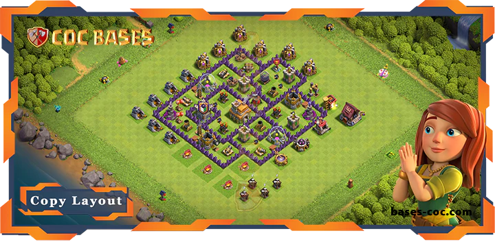 Top Base TH7 with Link, Hybrid, Anti 2 Star Layout – Clash of Clans (342)