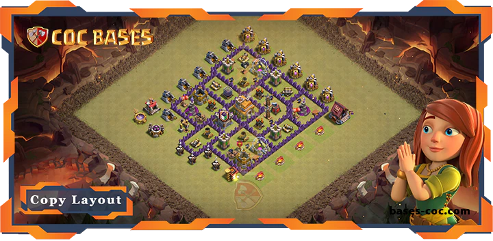Top Base TH7 with Link, War/CWL, Hybrid Layout – Clash of Clans (330)