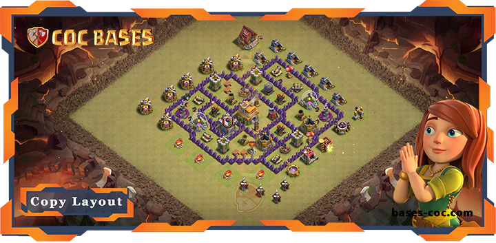 Top Base TH7 with Link, War/CWL, Defense, Anti 3 Star Layout – Clash of Clans (334)