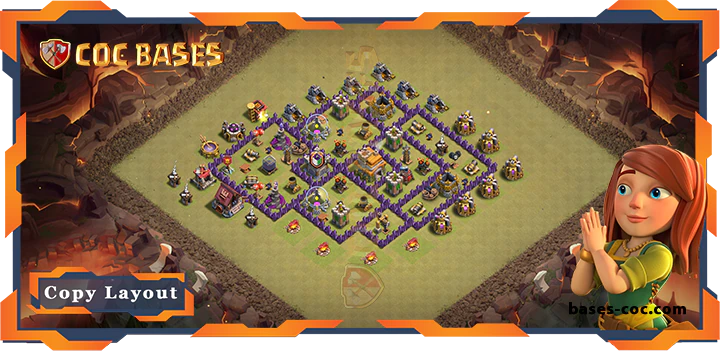 Top Base TH7 with Link, War/CWL, Hybrid Layout – Clash of Clans (339)