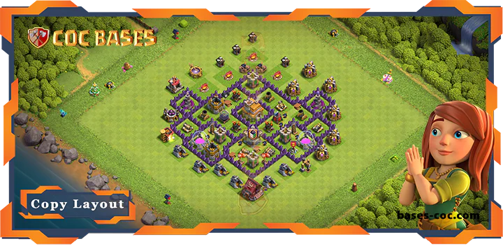 Top Base TH7 with Link, Anti 3 Star, Hybrid Layout – Clash of Clans (322)