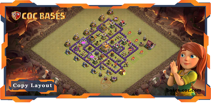 Top Base TH7 with Link, War/CWL, Hybrid Layout – Clash of Clans (323)