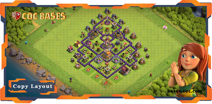 Top Base TH7 with Link, Anti 3 Star, Anti Air/Dragon Layout – Clash of Clans (341)