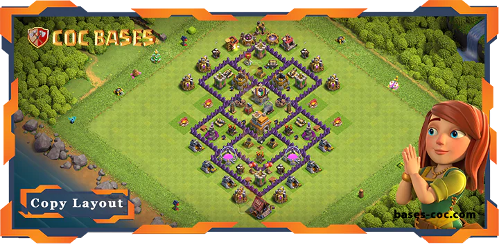 Top Base TH7 with Link, Anti 2 Star, Defense Layout – Clash of Clans (312)