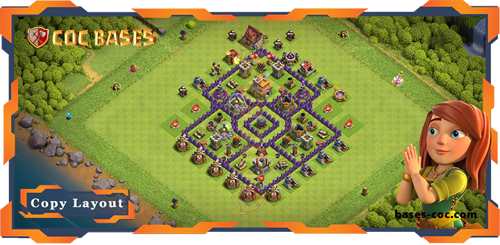 Top Farming Base TH7 with Link, Hybrid, Anti 2 Star Layout – Clash of Clans (336)