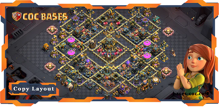 Top War Base TH17 with Link, Anti Everything, Defense Layout – Clash of Clans (307)
