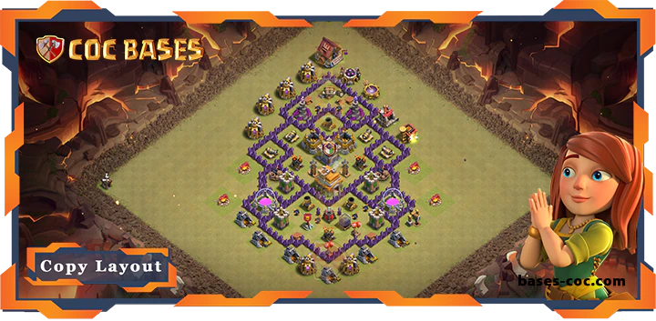 Top War Base TH7 with Link, Hybrid Layout – Clash of Clans (318)