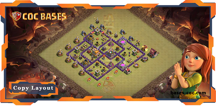 Top War Base TH7 with Link, Anti 2 Star, Hybrid Layout – Clash of Clans (313)