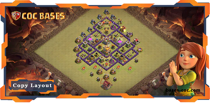 Top War Base TH7 with Link, Hybrid, Anti 2 Star Layout – Clash of Clans (321)