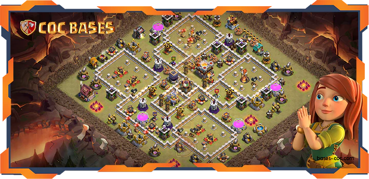 Top Base TH11 with Link, War/CWL, Hybrid, Anti 3 Star Layout – Clash of Clans (328)