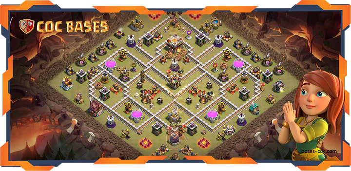 Top Base TH11 with Link, War/CWL, Trophy, Anti Air/Electro Layout – Clash of Clans (333)