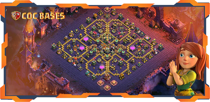 Top War Base TH14 with link, Trophy, Anti AirElectro, Hybrid Layout – Clash of Clans (387)