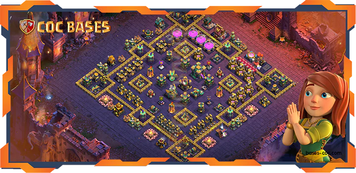 Top War Base TH14 with link, Anti 3 Star, Anti Air/Electro Layout – Clash of Clans (384)