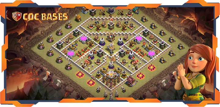 Top War Base TH11 with Link, Anti 2 Star, Trophy, Hybrid Layout – Clash of Clans (344)