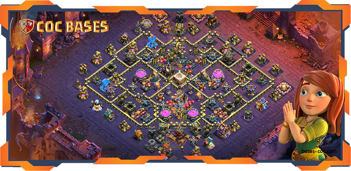 Top Base TH18 with Link, War/CWL, Defense, Anti Air/Electro / Dragon Layout – Clash of Clans (136)