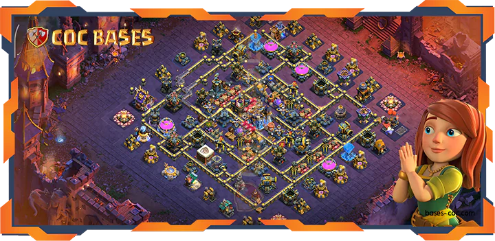 Top Base TH18 with Link, War/CWL, Defense, Anti Air/Electro Layout – Clash of Clans (146)
