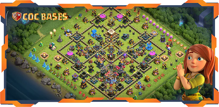 Top Base TH18 with Link, Anti 3 Star, Defense, Hybrid Layout – Clash of Clans (124)