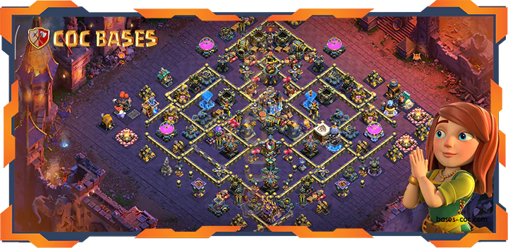 Top Base TH18 with Link, War/CWL, Defense Layout – Clash of Clans (120)