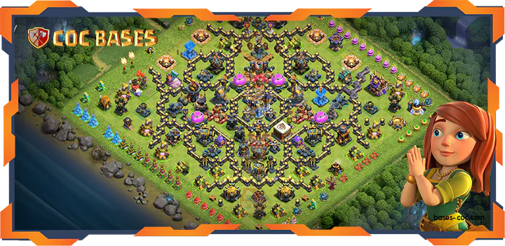 Top Hybrid Base TH18 with Link, Anti Everything, Defense Layout – Clash of Clans (109)
