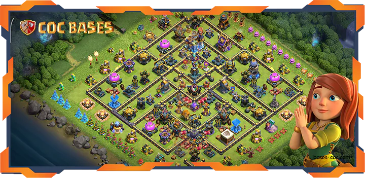 Top Hybrid Base TH18 with Link, Defense, Anti Everything Layout – Clash of Clans (111)