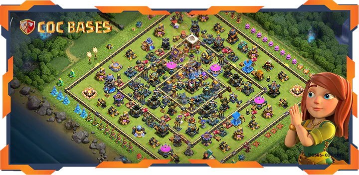 Top Hybrid Base TH18 with Link, Anti Air/Dragon, Defense Layout – Clash of Clans (142)