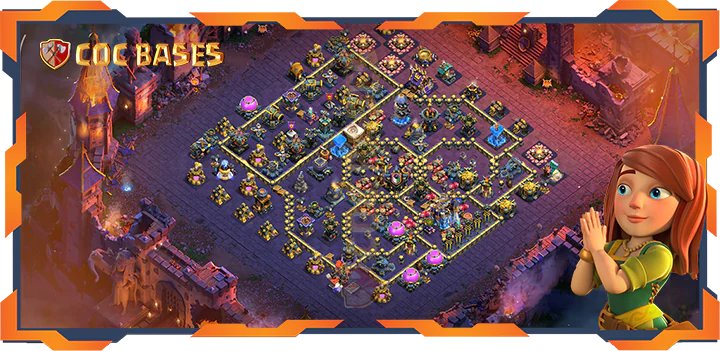 Top War Base TH18 with Link, Defense, Anti Everything, Hybrid Layout – Clash of Clans (107)